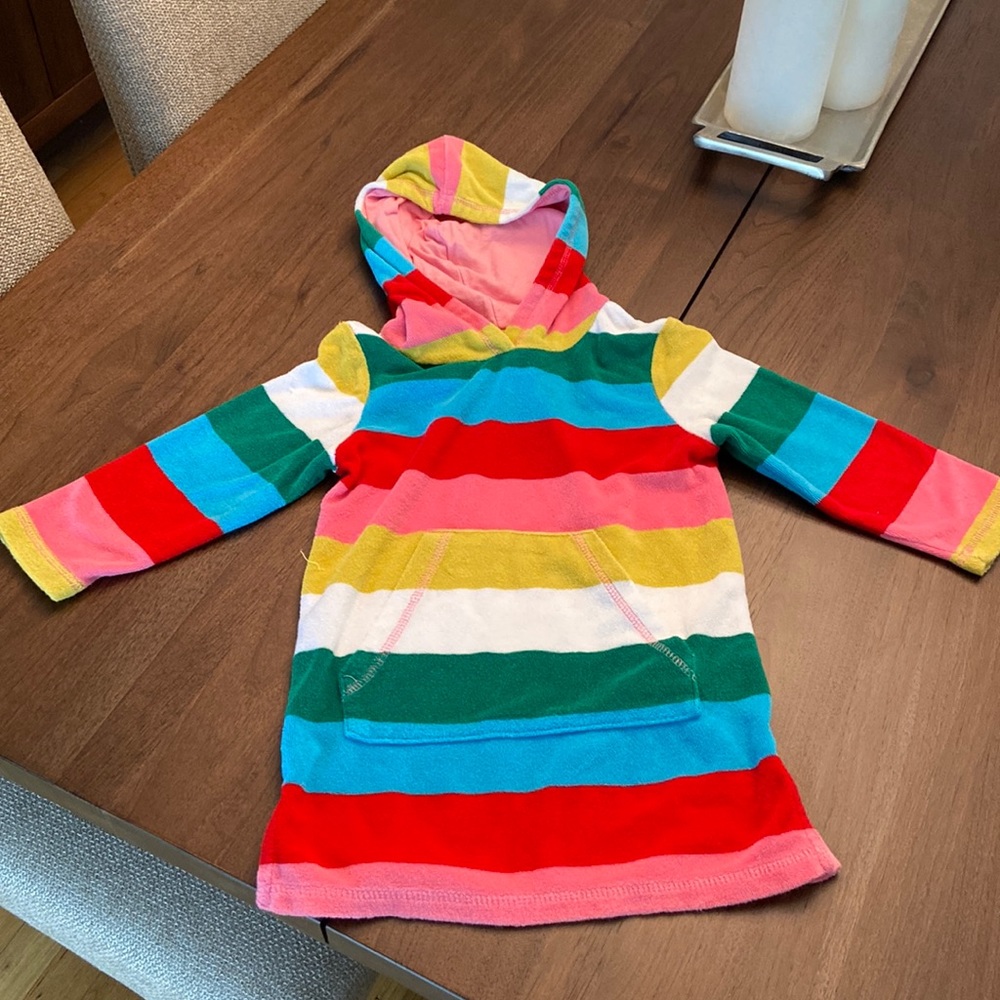 EUC mini boden striped toweling cover up